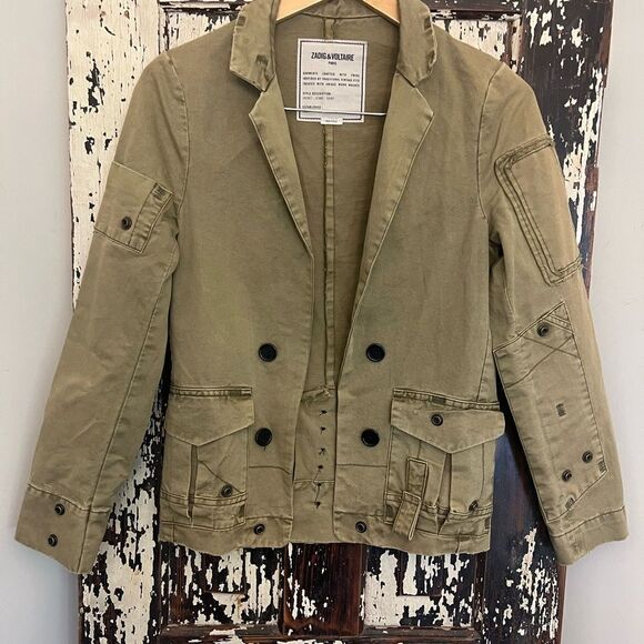 Zadig & Voltaire Paris Vladimir Grunge Jacket Military style size Small. - Picture 1 of 10